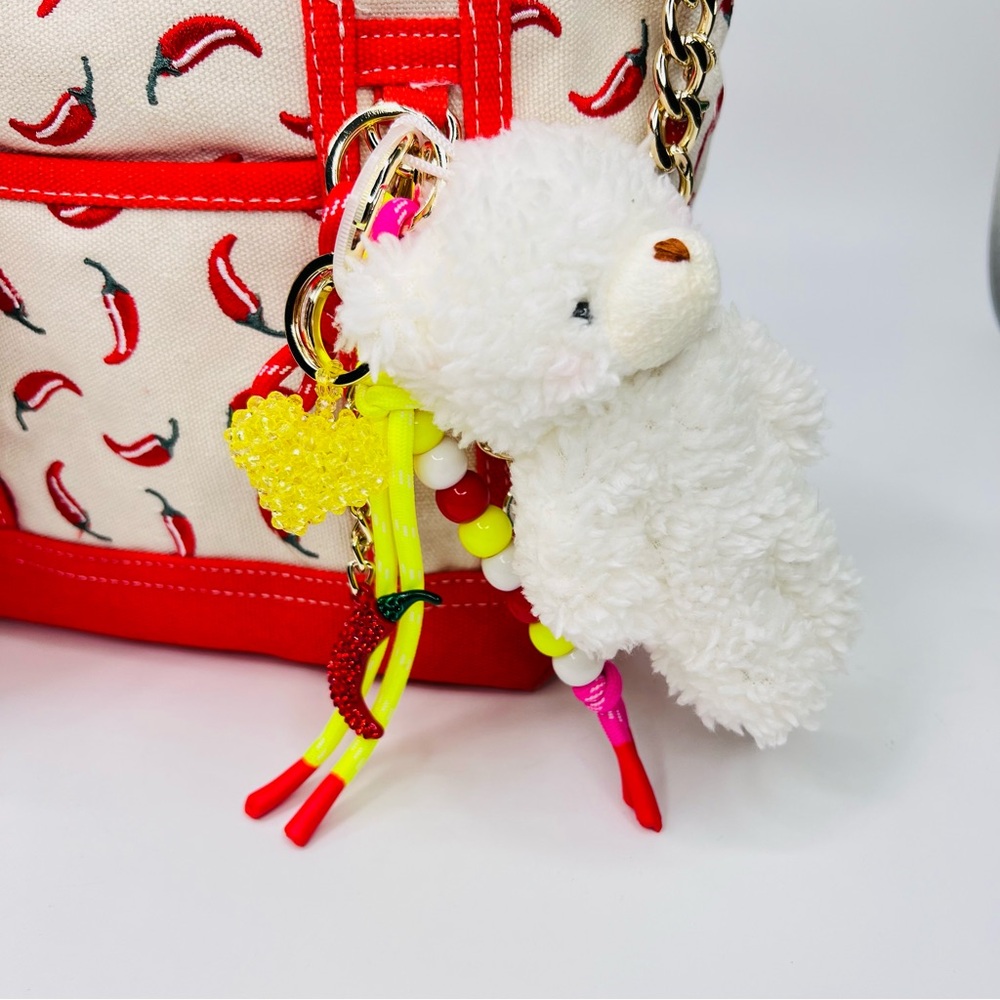 Viral Madden Girl Chili Pepper Canvas Mini Tote Crossbody Bag Charms & Keychain - Picture 5 of 13